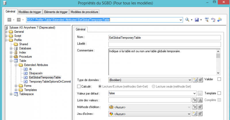 Comment modifier la valeur d’une propriété d’un SGBD associé à un